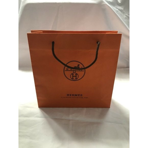 Hermes Reusable Paper Shopping Bag Gift Orange 11.7" x 11.6" x 4" - Picture 7 of 12